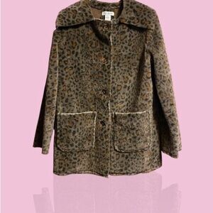 DAVI & DANI Leopard Print Teddy Jacket